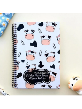 Sevimli İnek Desenli Not Defteri Sticky Note Book