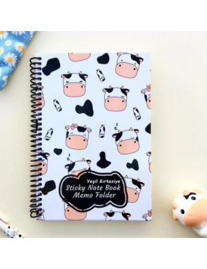 Sevimli İnek Desenli Not Defteri Sticky Note Book