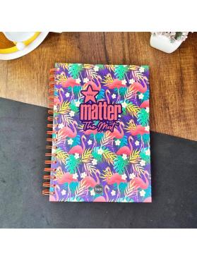 Flamingo Motto Tasarımlı Çizgili Spiralli Defter